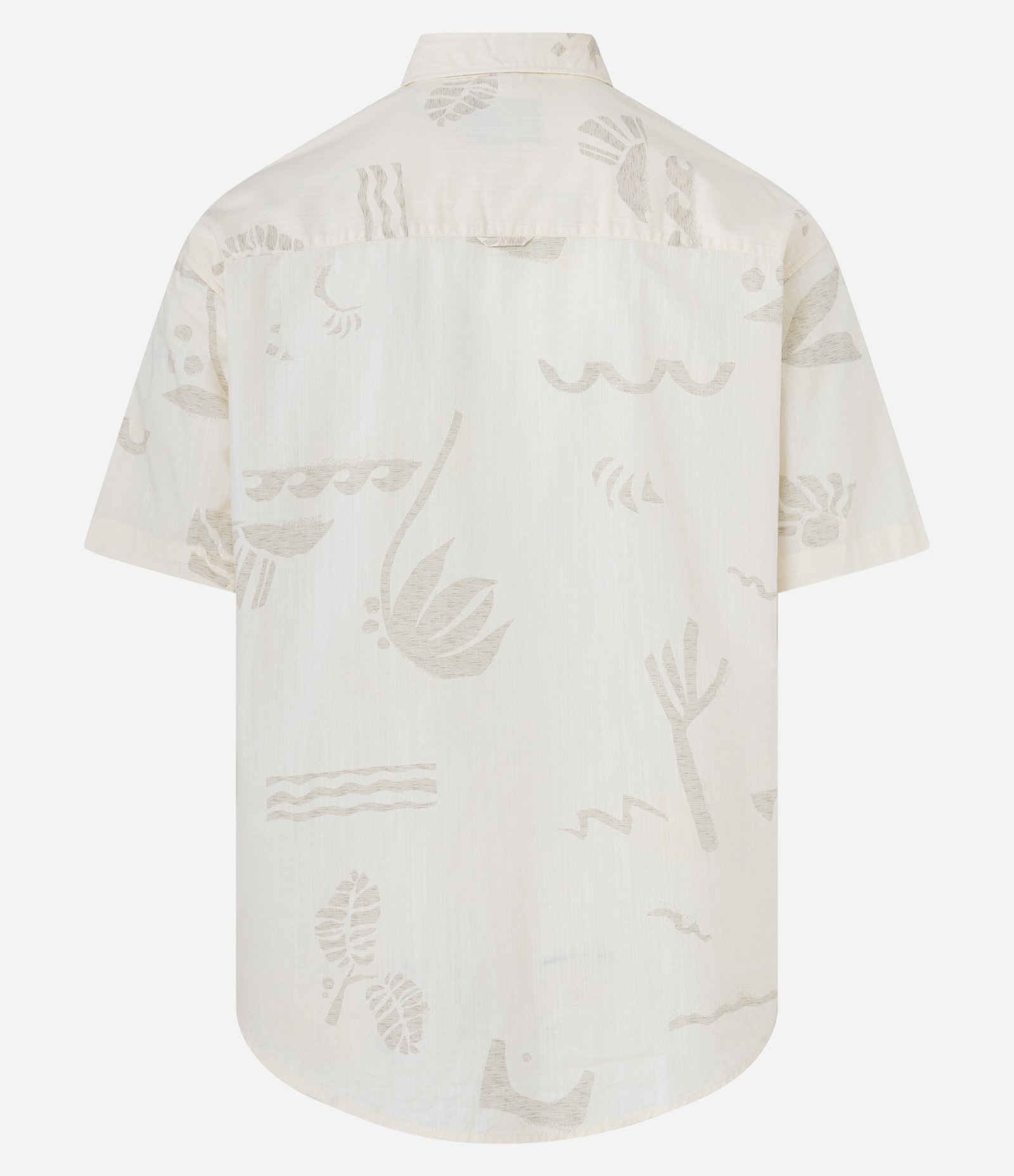 Camisa Relaxed  Fil a Fil Estampa Natural Abstrata Bege 2