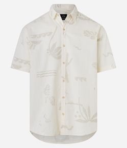 Camisa Relaxed  Fil a Fil Estampa Natural Abstrata