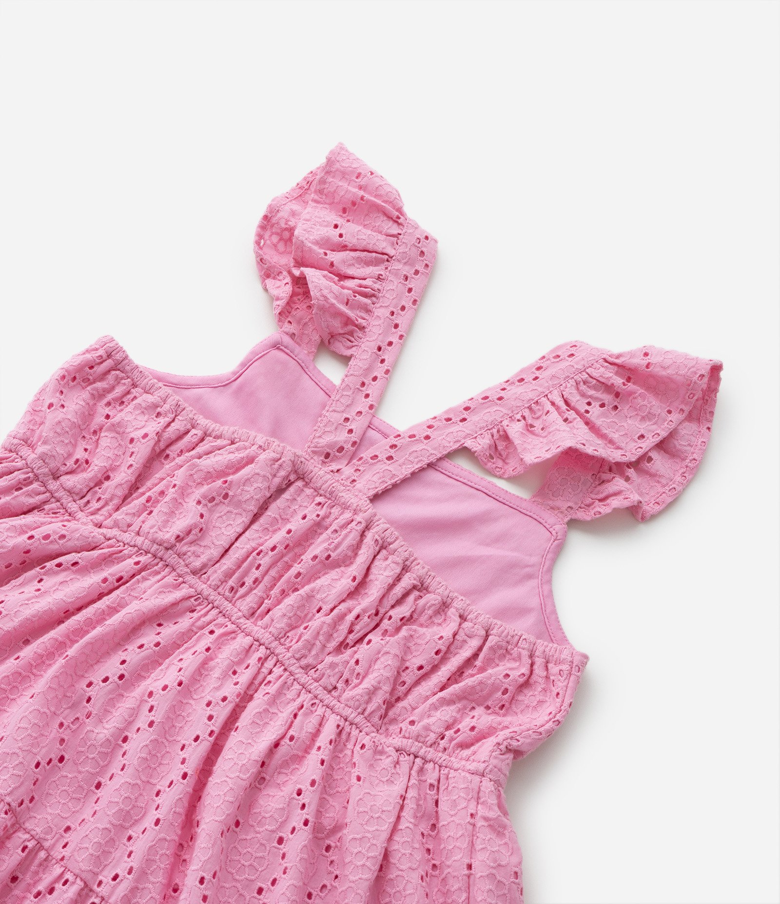 Vestido Infantil em Laise com Babadinhos - Tam 5 a 14 Anos Rosa 6