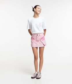 Saia Curta em Sarja Marmorizada com Bolsos Cargo