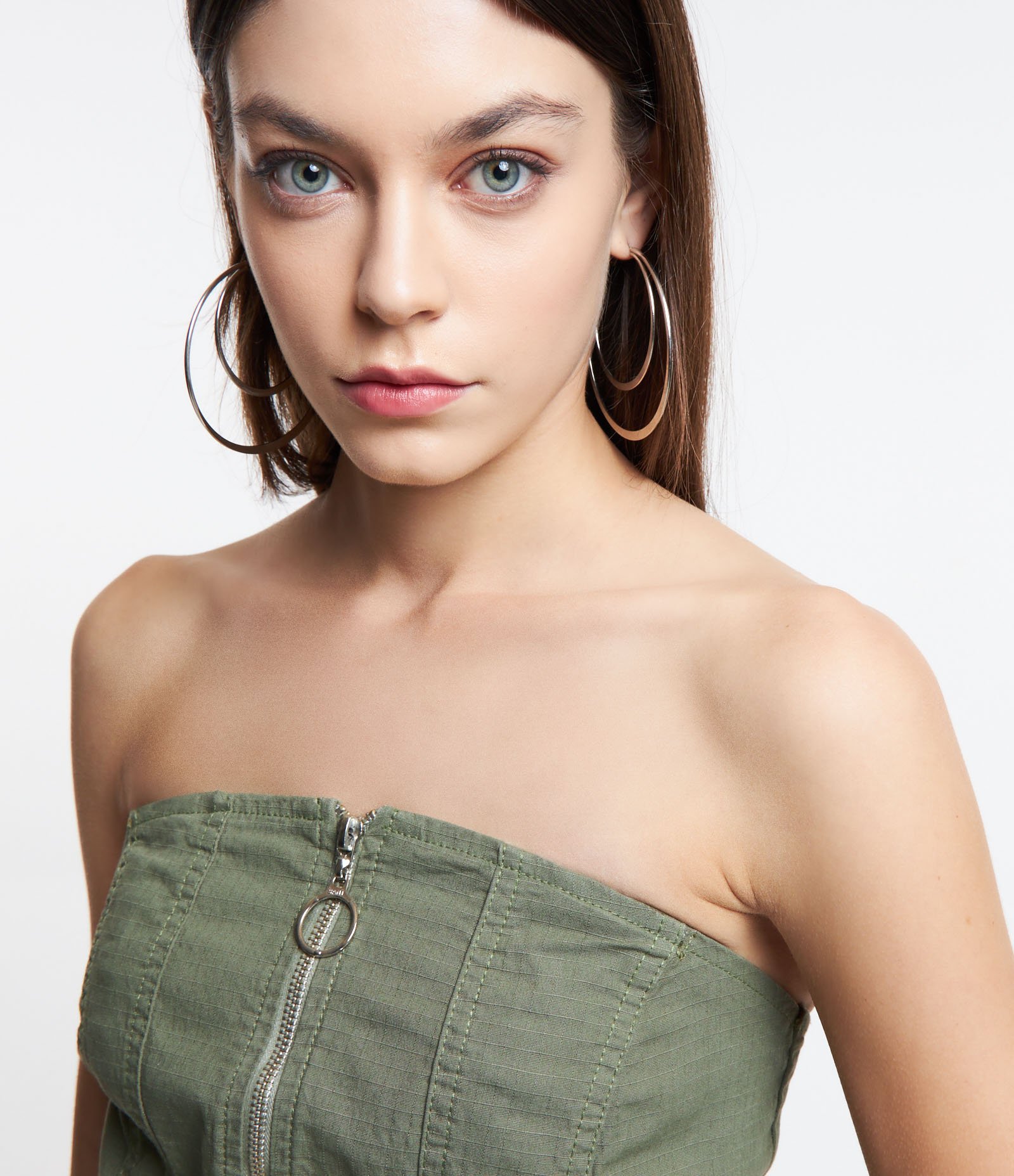 Top Tomara Que Caia em Sarja com Argola no Puxador Verde 5