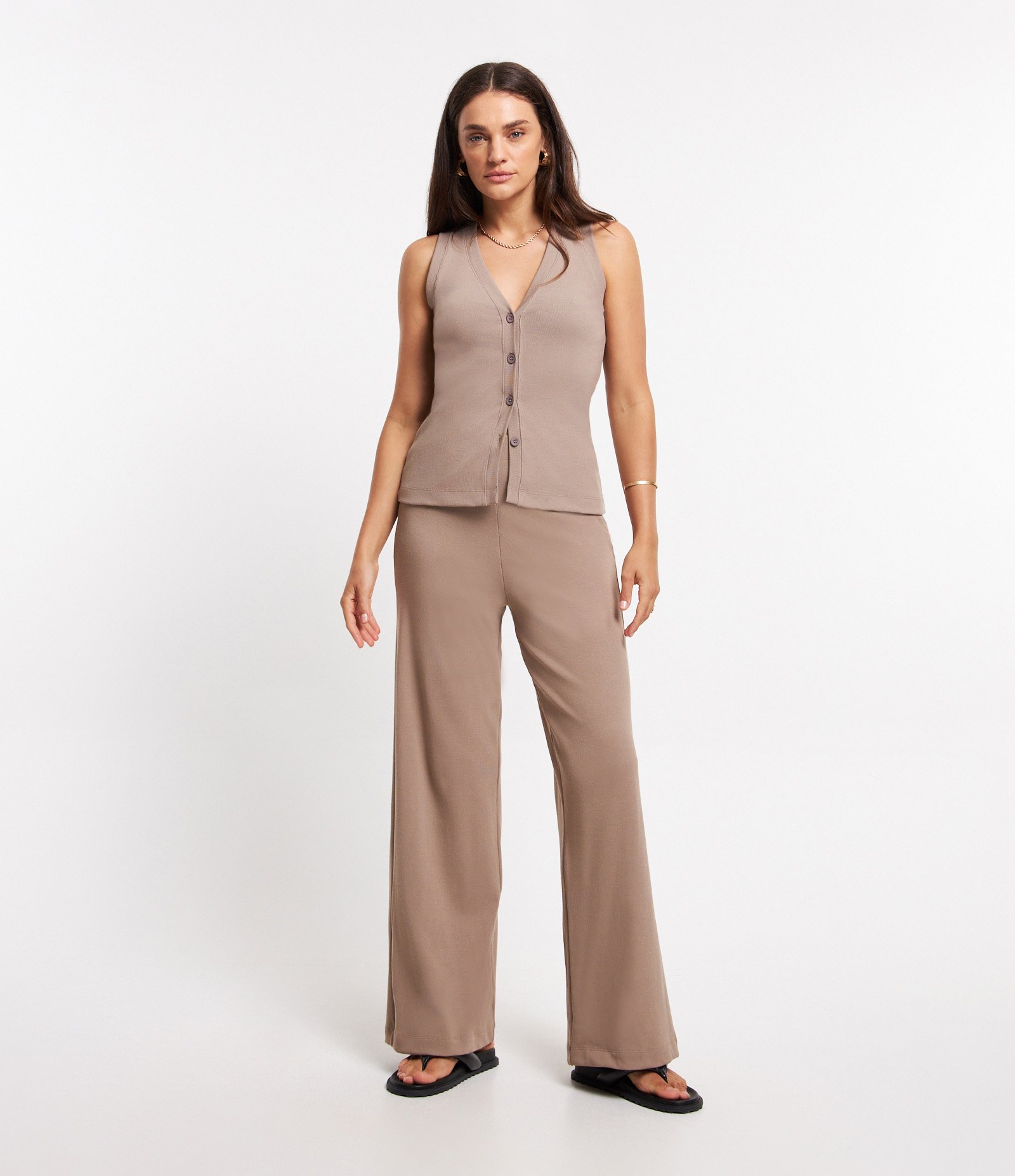 Blusa Colete Canelada em Ribana com Abotoamento 2