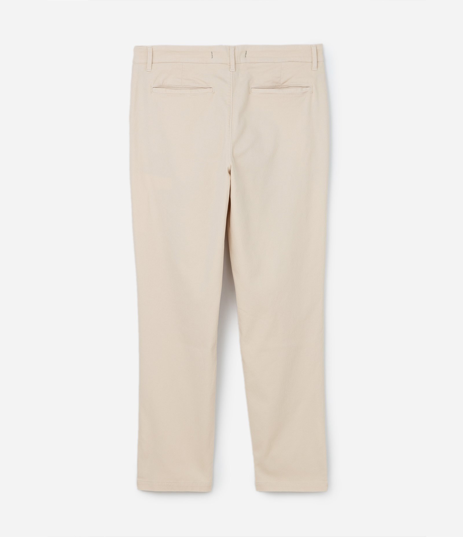 Calça Slim em Sarja Cropped Texturizada Bege 2