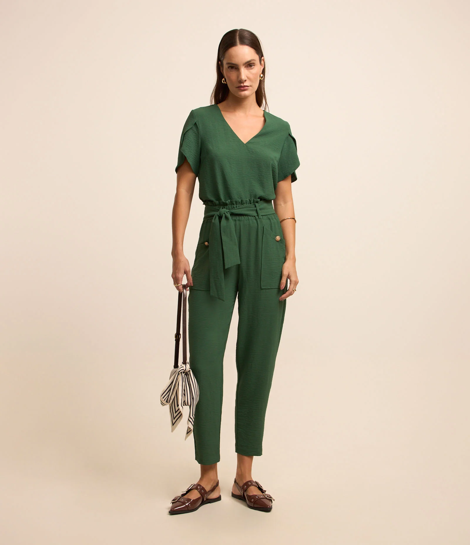 Blusa com Manga Tulipa e Efeito Airflow Verde 2