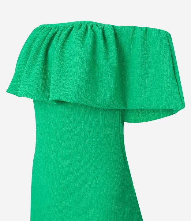 Vestido Ombro a Ombro em Malha Polyvelour com Babado Sobreposto Verde 6