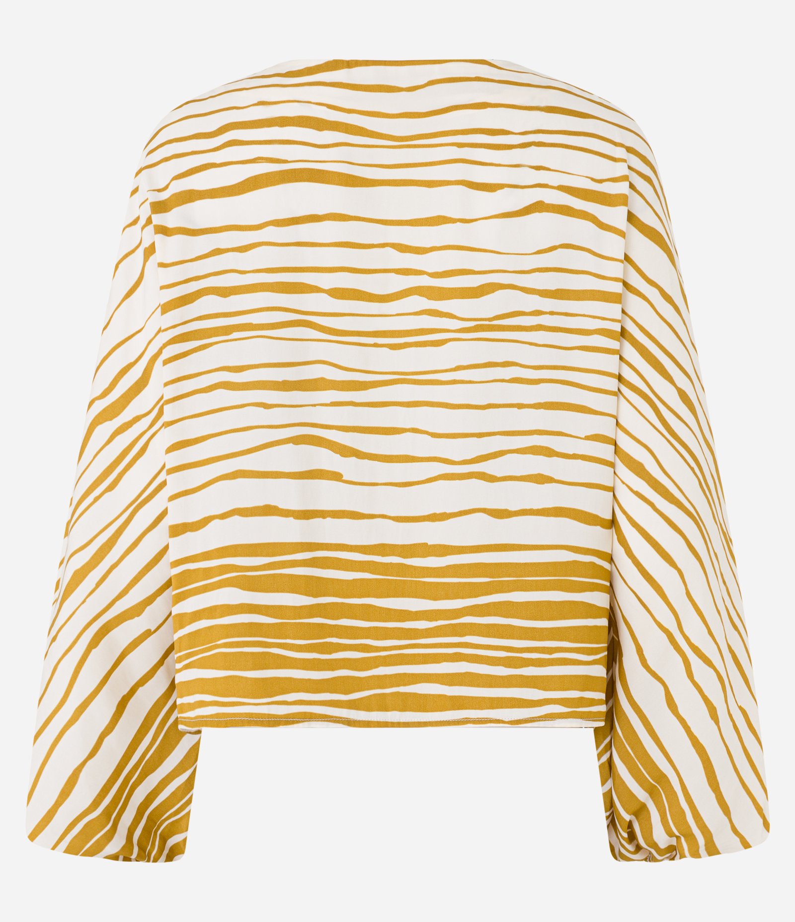 Blusa em Tecido Acetinado com Listras Rústicas Amarelo/Bege 6