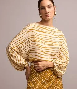Blusa em Tecido Acetinado com Listras Rústicas