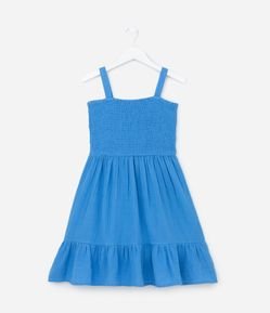 Vestido Infantil em Tricoline com Elástico no Busto - Tam 5 a 14 Anos