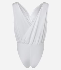 Body Sem Manga em Tecido Acetinado com Transpasse