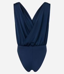 Body Sem Manga em Tecido Acetinado com Transpasse