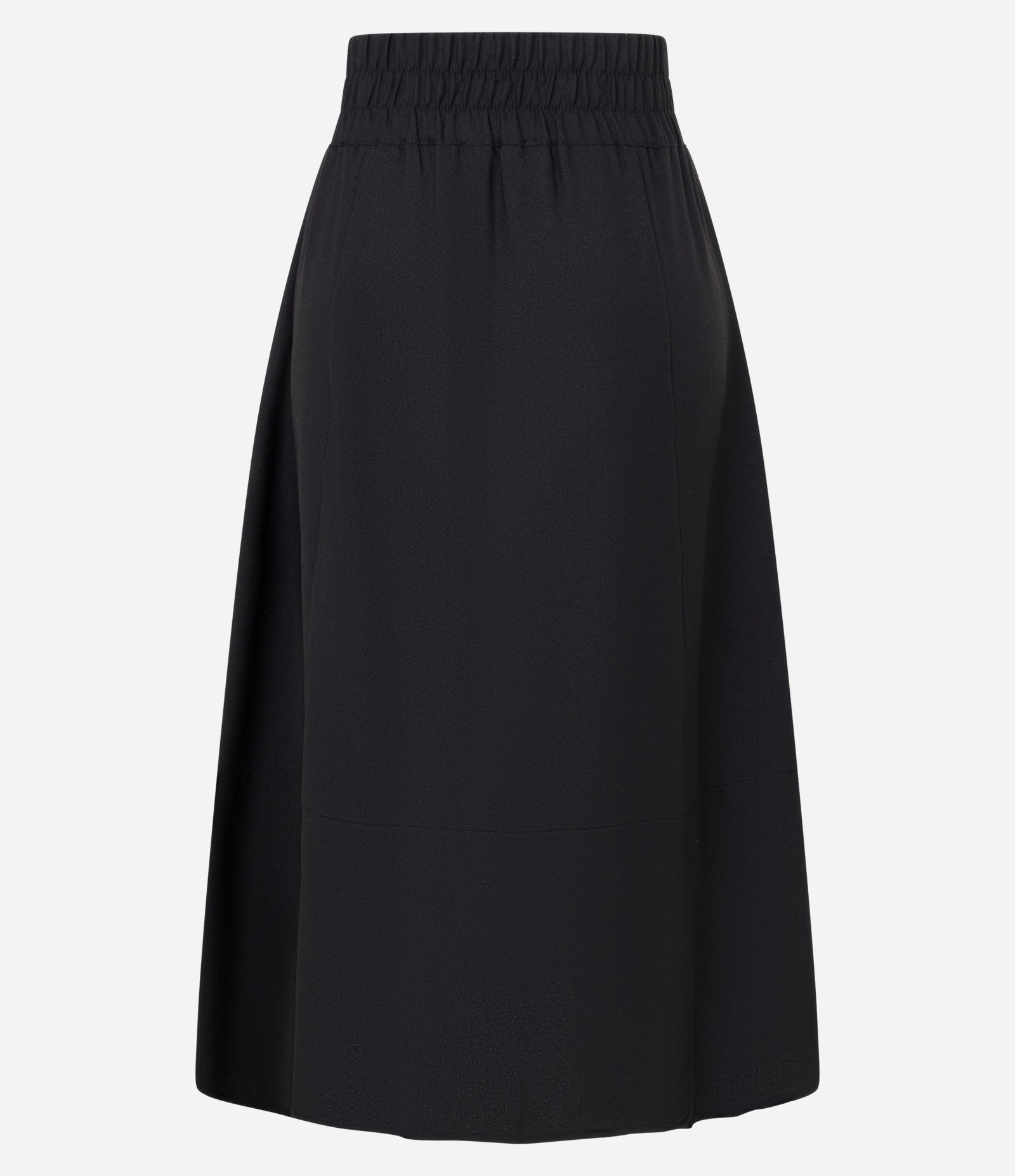 Saia Evasê Midi em Crepe com Amarração e Bolsos Preto 6