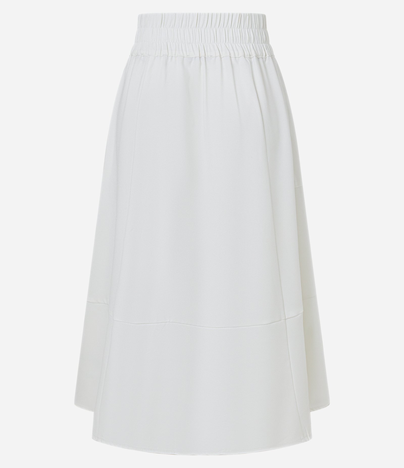 Saia Evasê Midi em Crepe com Amarração e Bolsos Branco 6