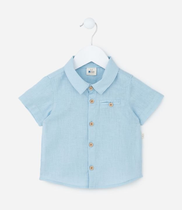Camisa Infantil em Linho com Bolsinho - Tam 0 a 18 meses