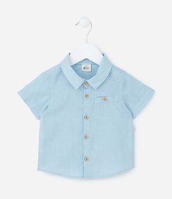Camisa Infantil em Linho com Bolsinho - Tam 0 a 18 meses