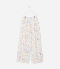 Calça Wide Leg Infantil com Estampa Floral - Tam 5 a 14 Anos