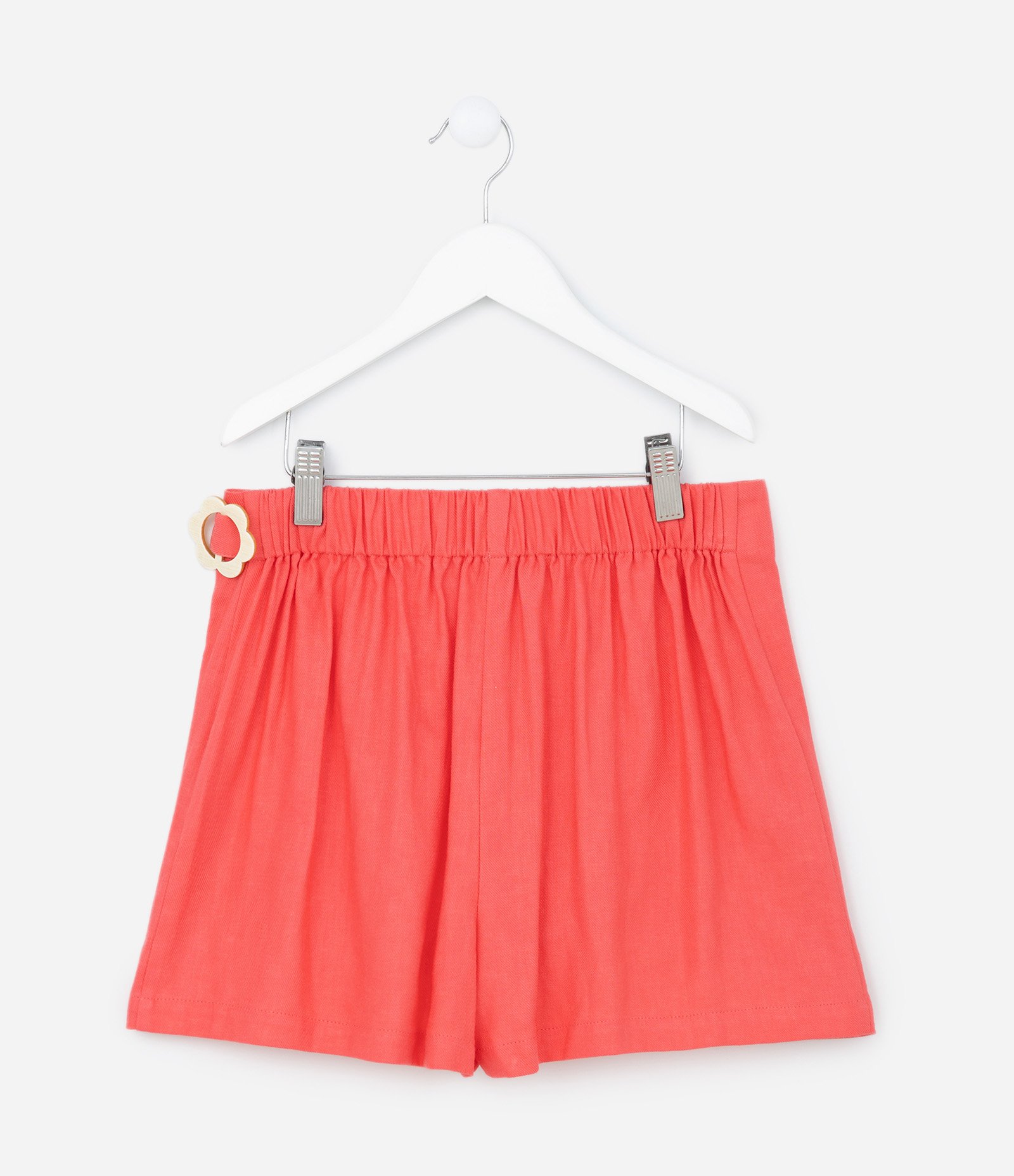 Short Saia Infantil em Viscolinho com Fivela Flor - Tam 5 a14 Anos Laranja 2