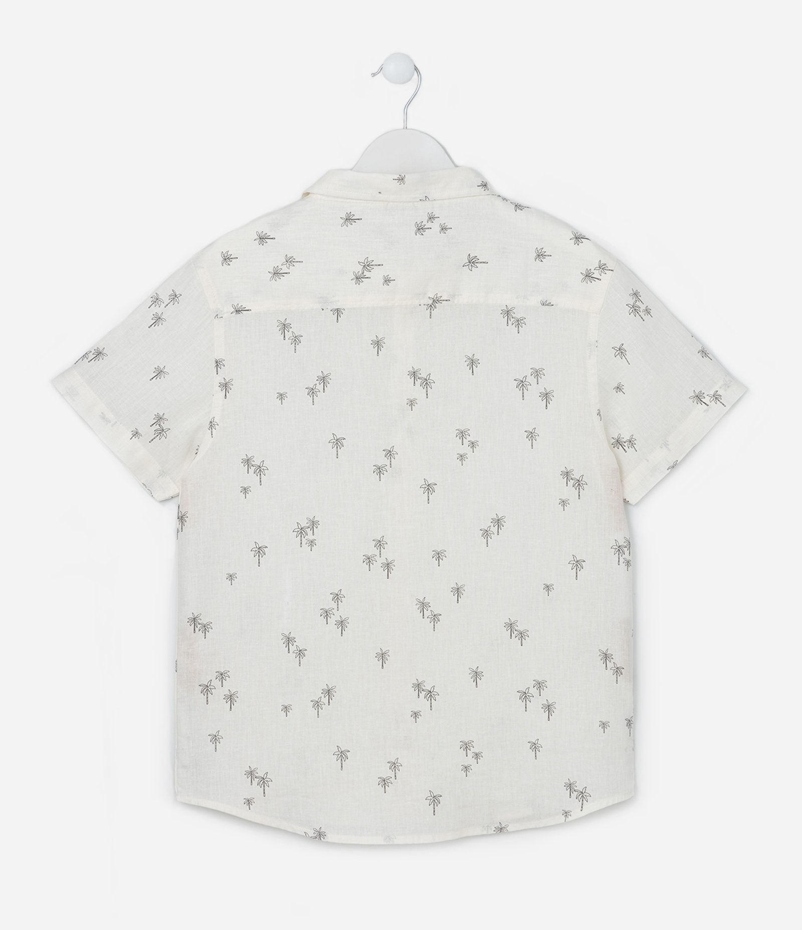 Camisa Infantil em Linho com Estampa Coqueiros - Tam 5 a 14 Anos Off White 2