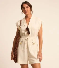 Macaquinho Sem Manga em Viscolinho com Amarração