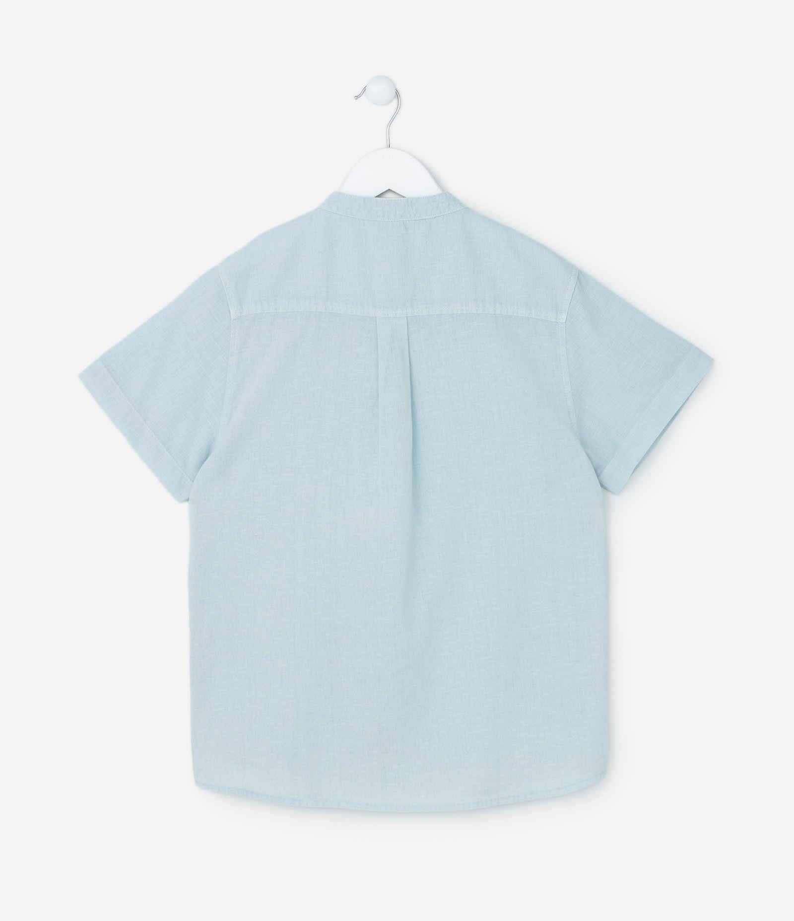 Camisa Infantil em Algodão e Linho com Bolsinho - Tam 5 a 14 anos Azul 2