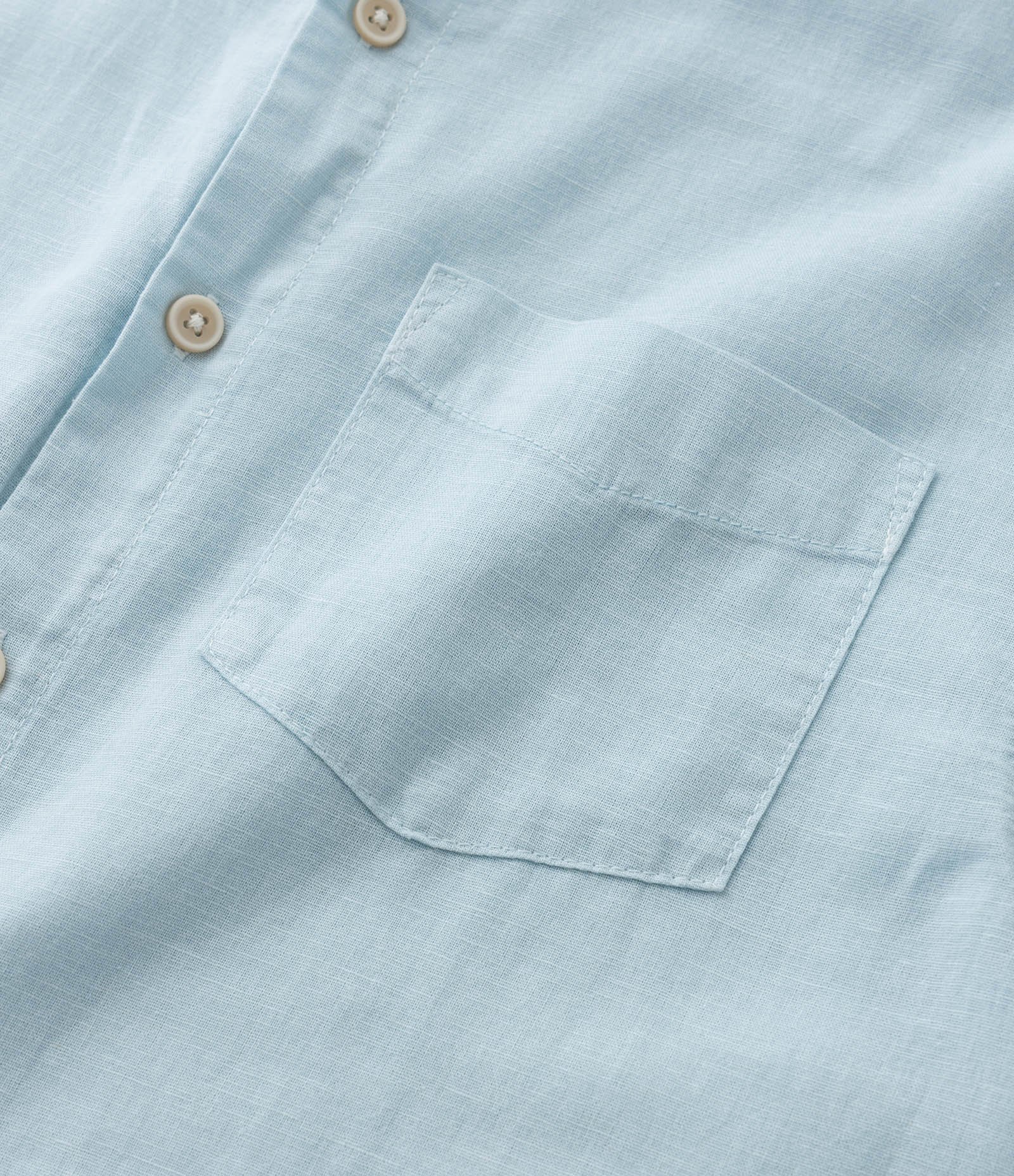 Camisa Infantil em Algodão e Linho com Bolsinho - Tam 5 a 14 anos Azul 5