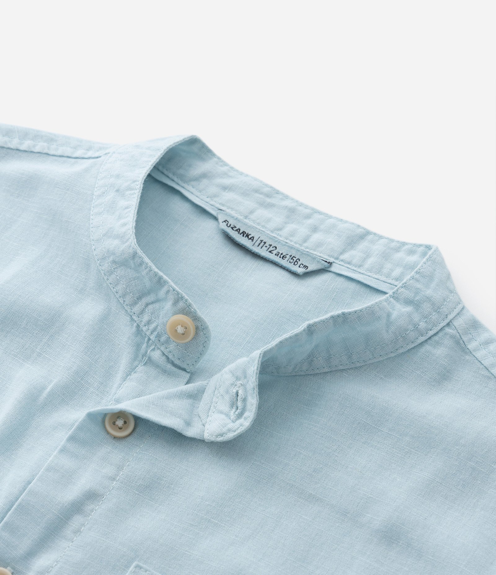 Camisa Infantil em Algodão e Linho com Bolsinho - Tam 5 a 14 anos Azul 6
