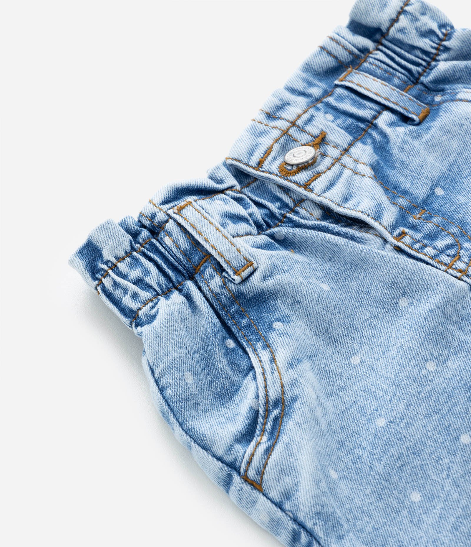 Calça Clochard Infantil em Jeans com Estampa em Poá - Tam 3 a 18 Meses Azul 3