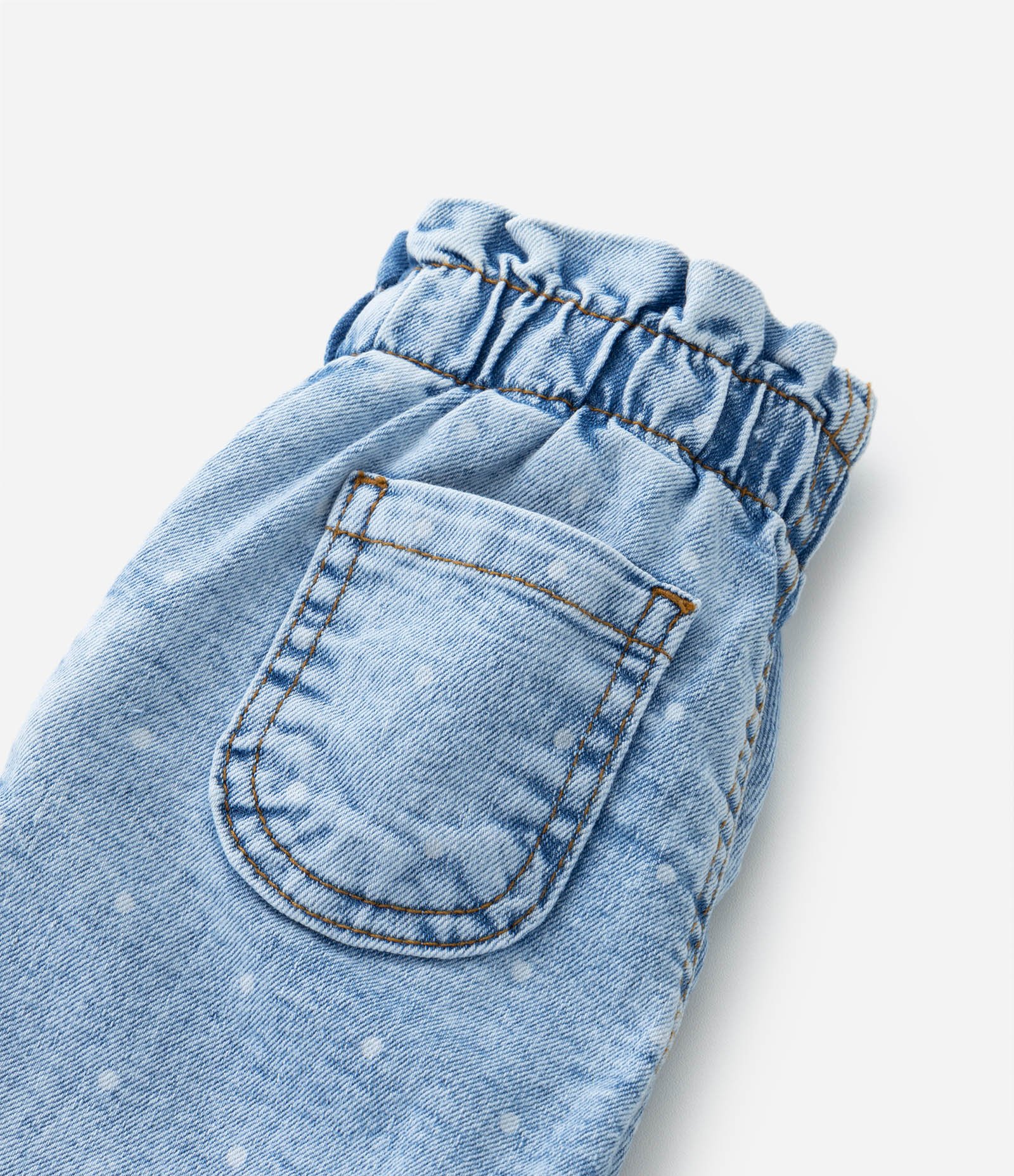 Calça Clochard Infantil em Jeans com Estampa em Poá - Tam 3 a 18 Meses Azul 6