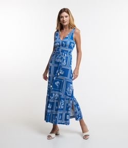 Vestido New Midi em Malha Viscose com Amarração na Cintura