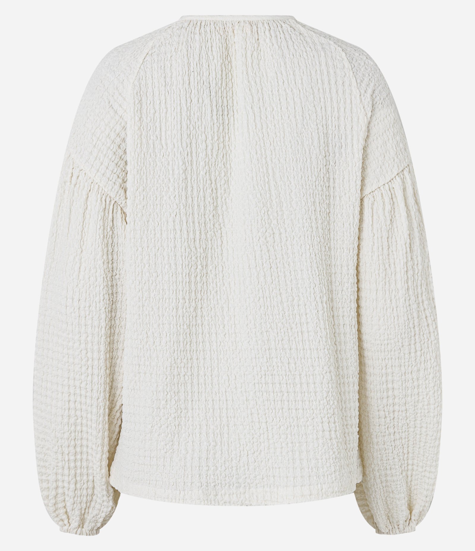 Blusa Texturizada com Gola V e Manga Bufante 3
