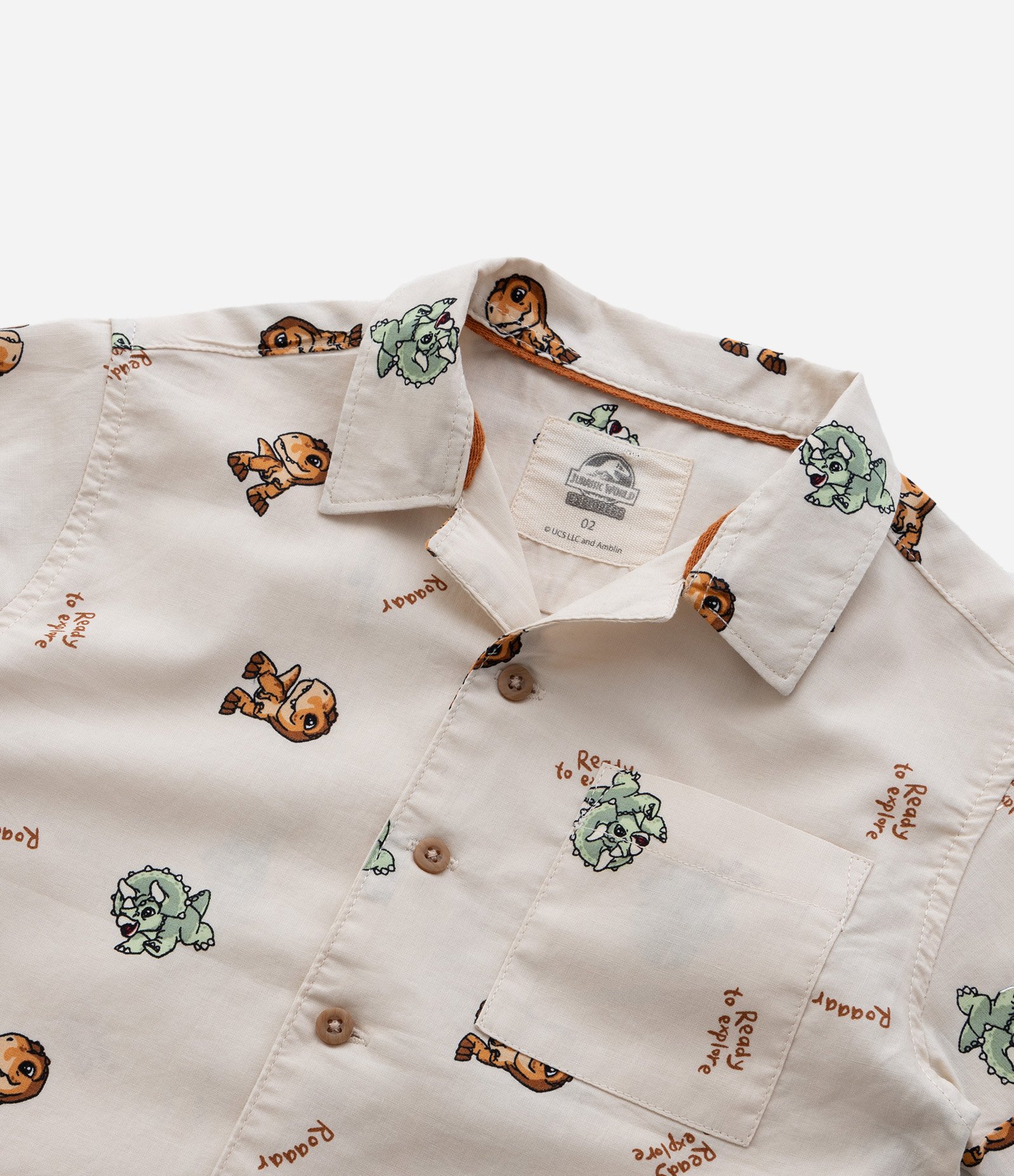 Camisa Infantil com Estampa Jurassic World - Tam 2 a 5 Anos Bege 5