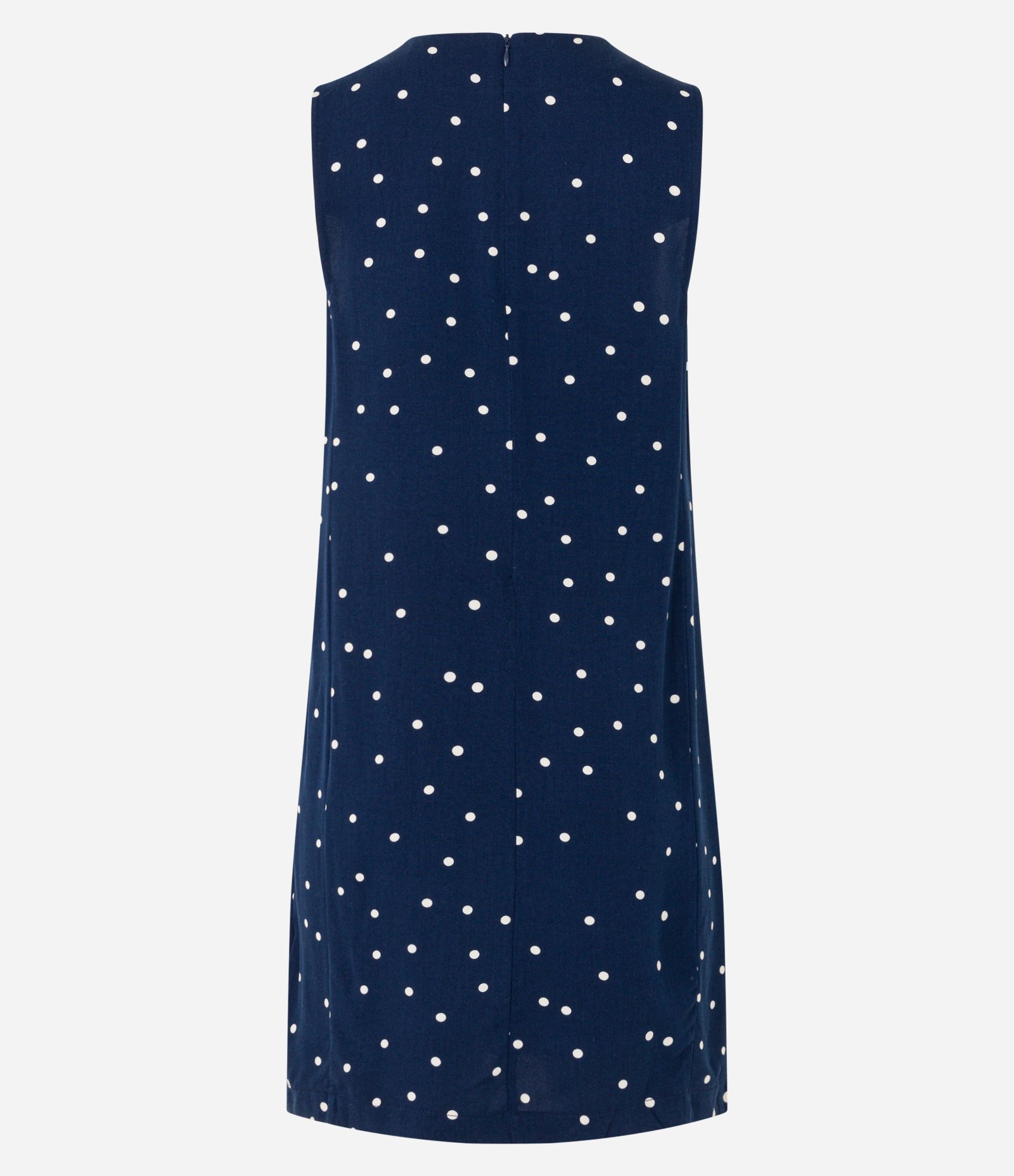 Vestido Curto Sem Manga em Viscose com Estampa Poá Azul Marinho 6