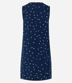 Vestido Curto Sem Manga em Viscose com Estampa Poá