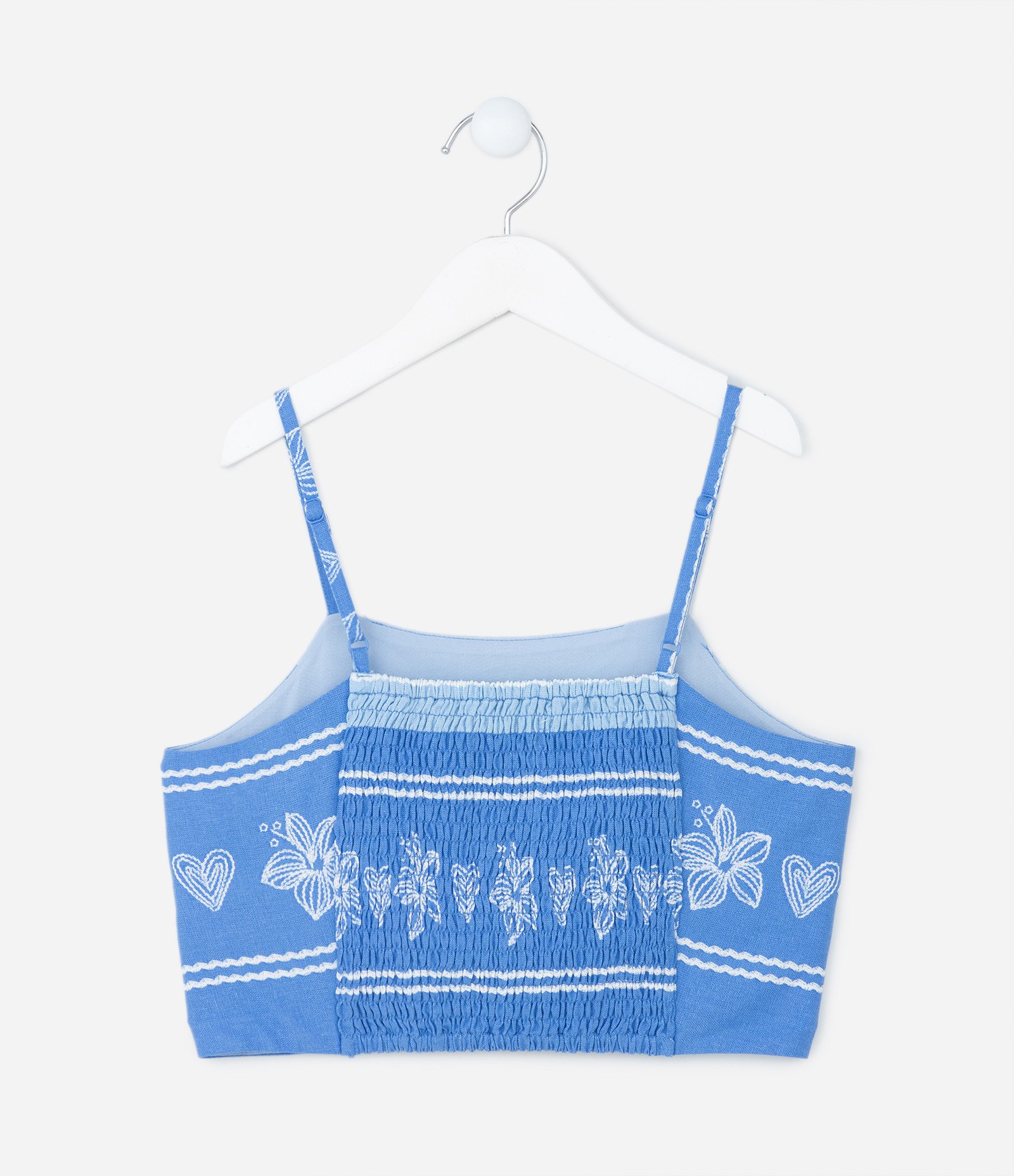 Blusa Cropped Infantil com Estampa Floral - Tam 5 a 14 Anos Azul 2