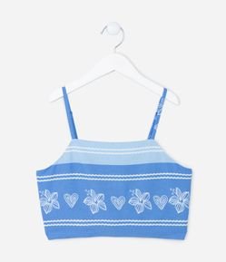 Blusa Cropped Infantil com Estampa Floral - Tam 5 a 14 Anos