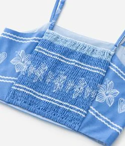 Blusa Cropped Infantil com Estampa Floral - Tam 5 a 14 Anos