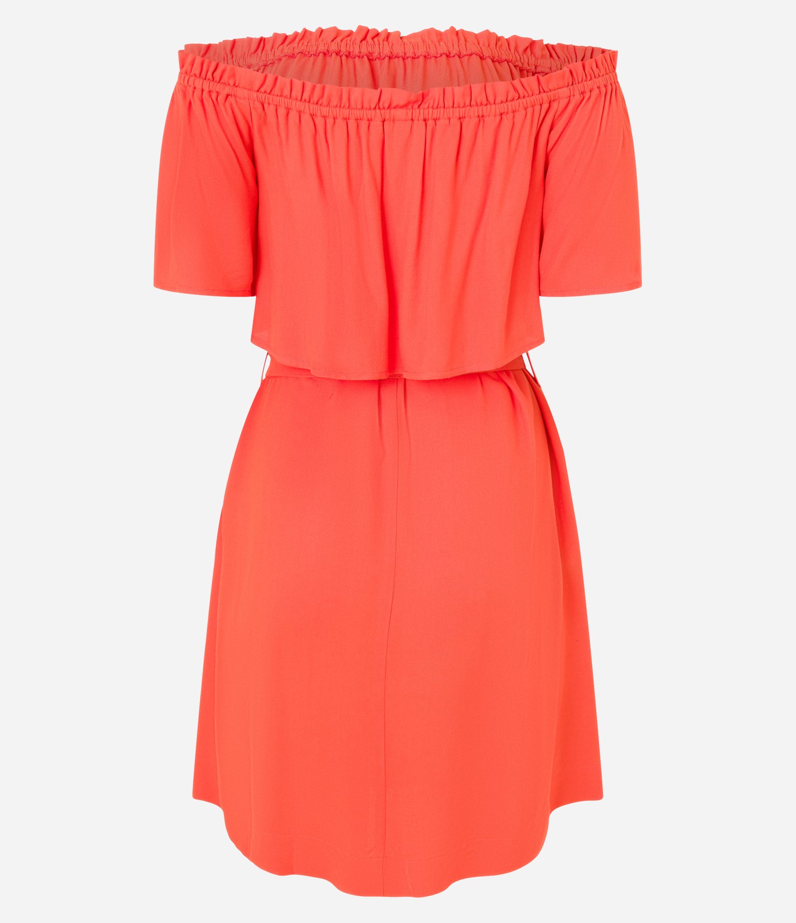 Vestido Evasê em Twill Ombro a Ombro com Amarração na Cintura Laranja 7
