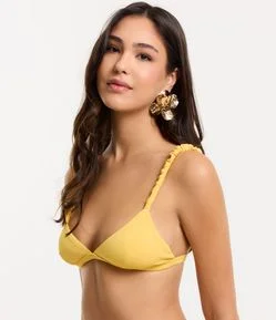 Biquíni Top Triangulo Texturizado com Alças Franzidas