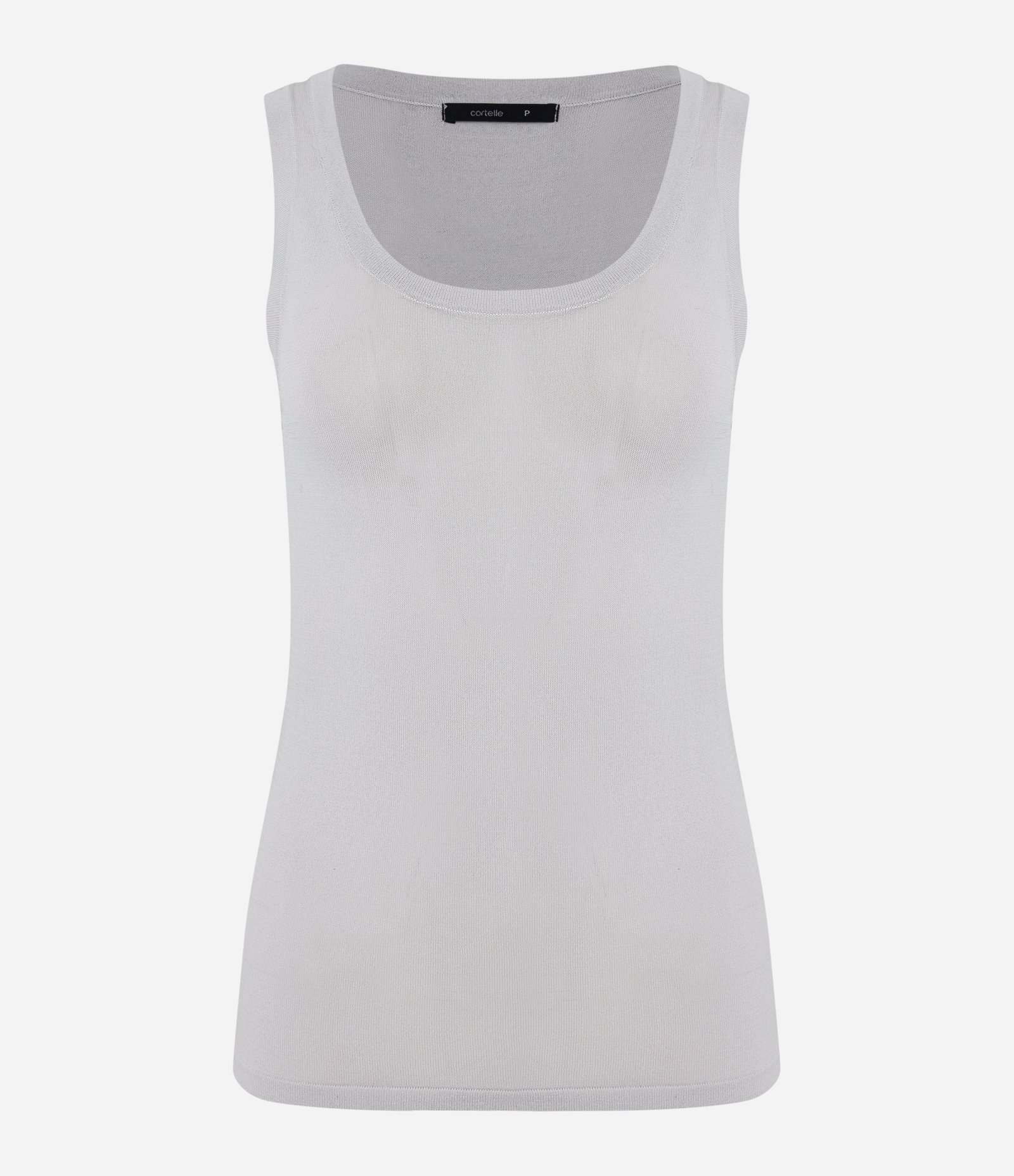 Blusa Sem Manga em Tricô Leve com Gola U Cinza Gelo 4