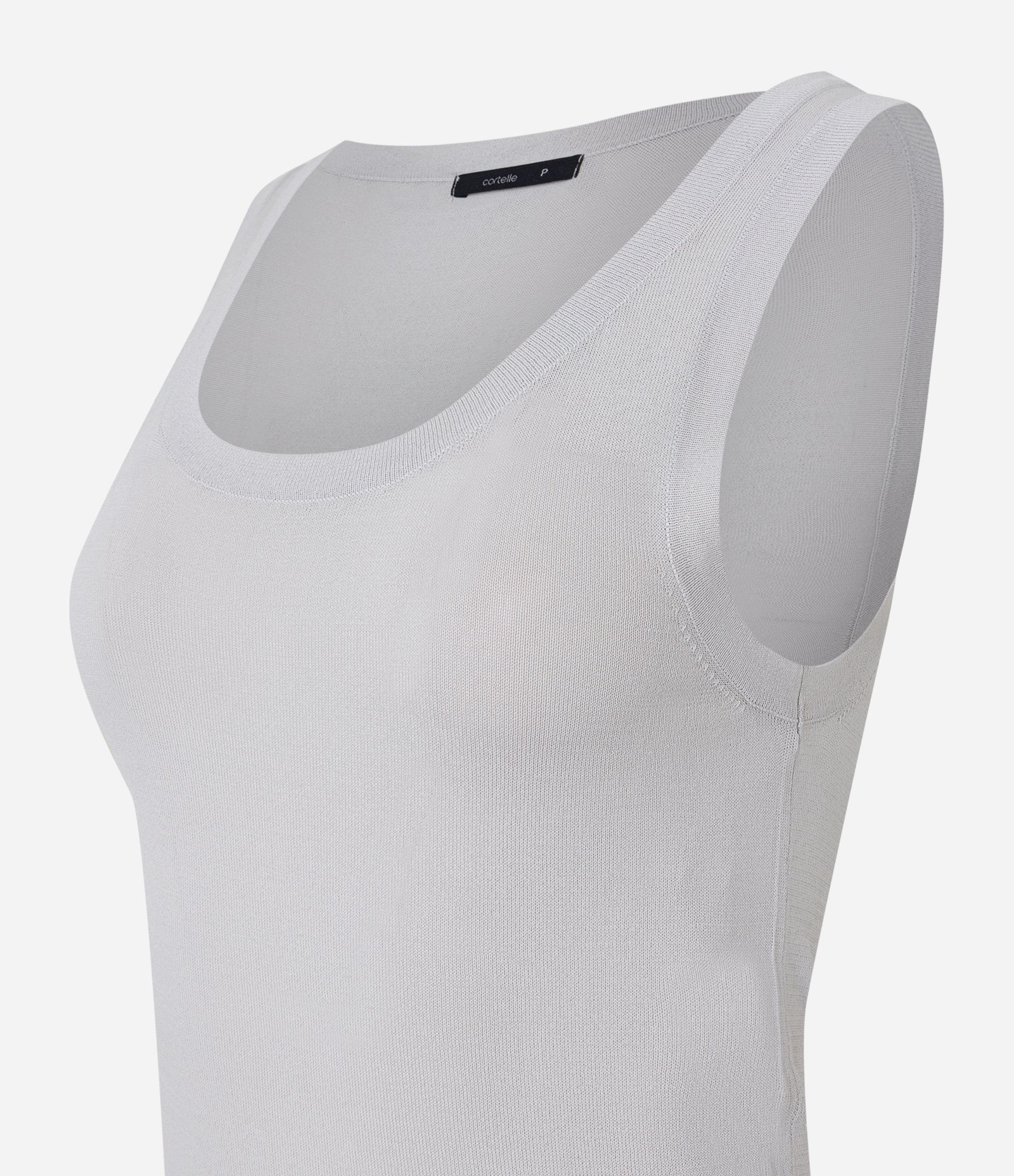 Blusa Sem Manga em Tricô Leve com Gola U Cinza Gelo 5