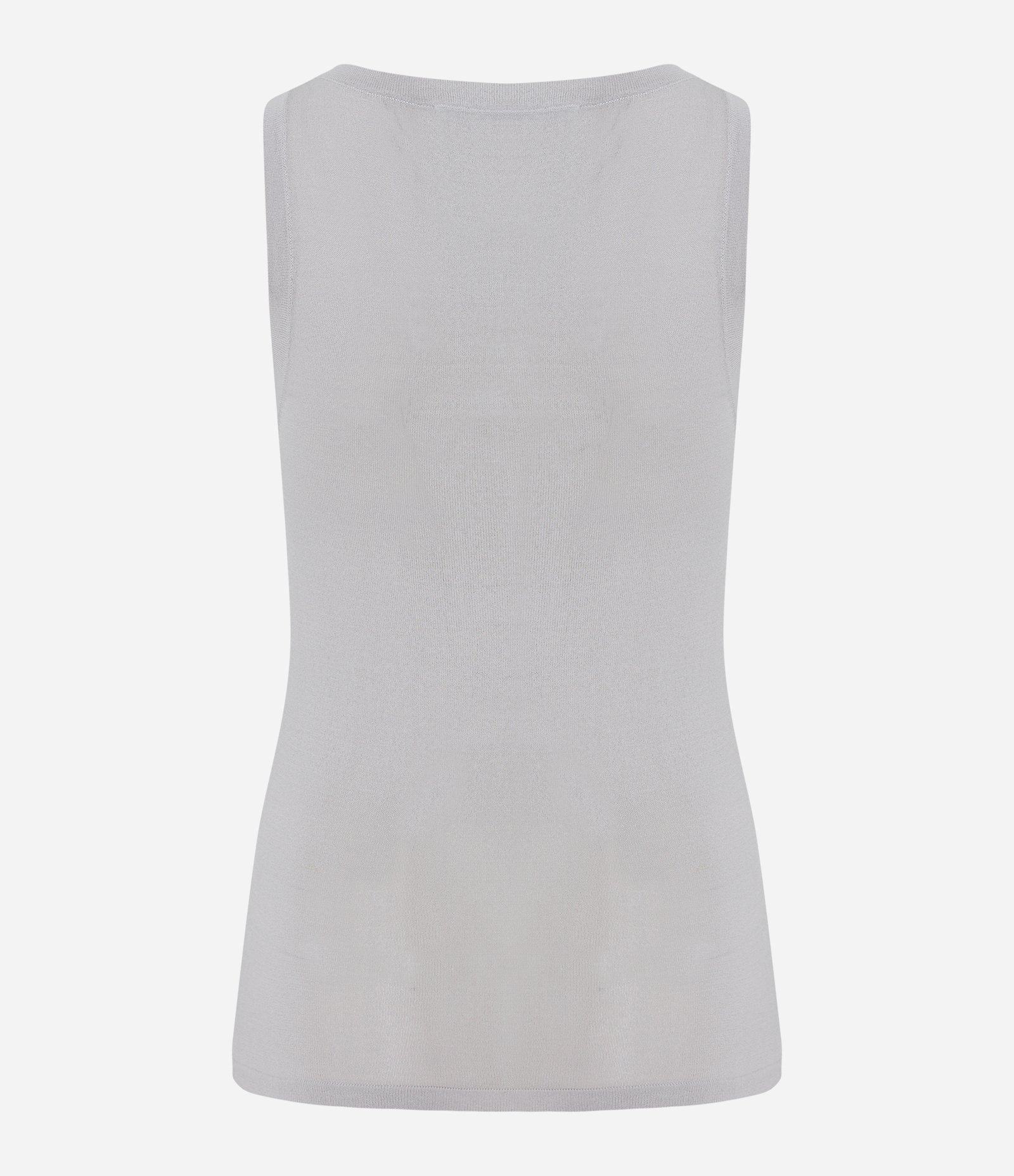 Blusa Sem Manga em Tricô Leve com Gola U Cinza Gelo 6