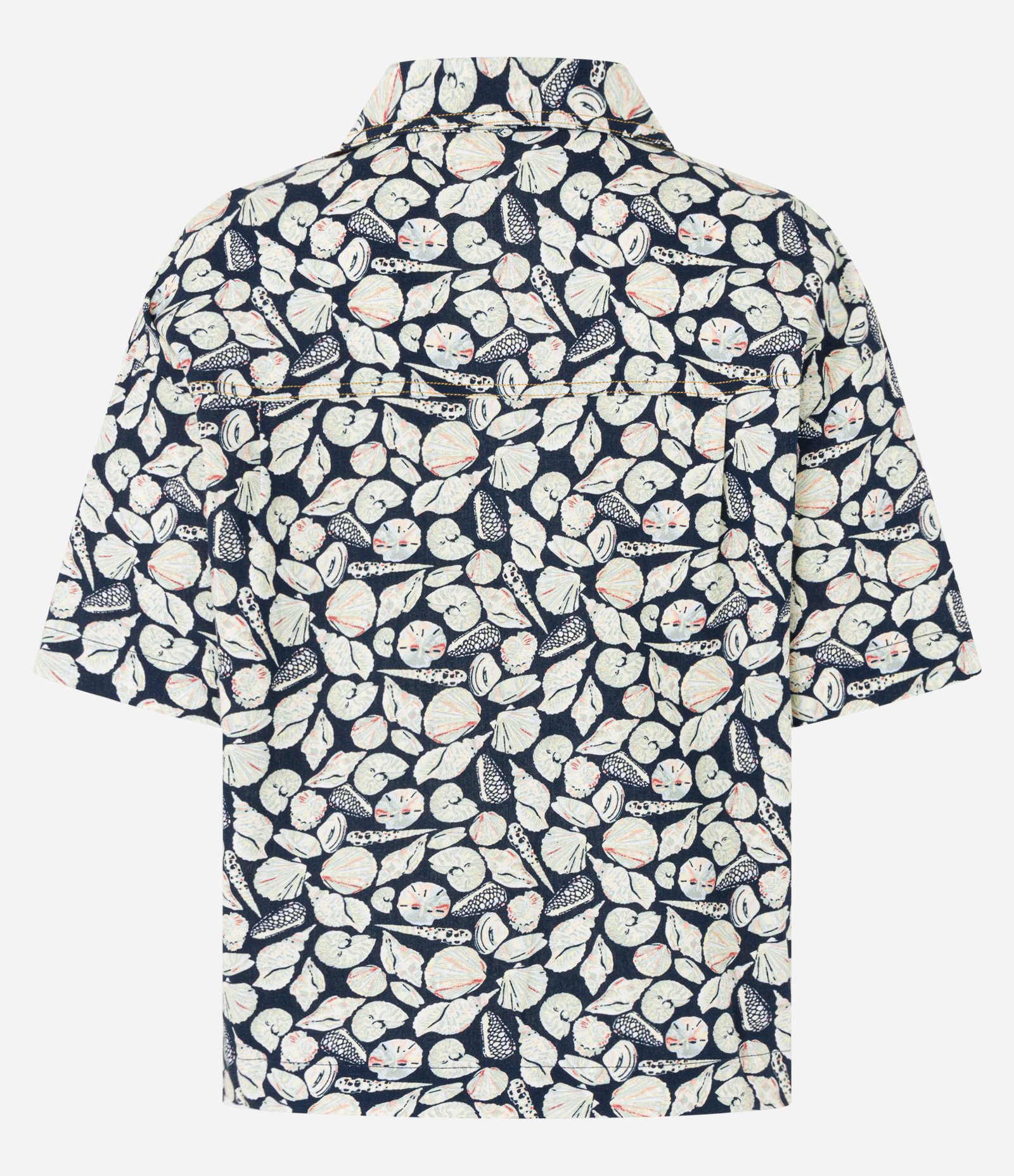 Camisa em Viscolinho com Estampa de Fundo do Mar Azul/Branco 7