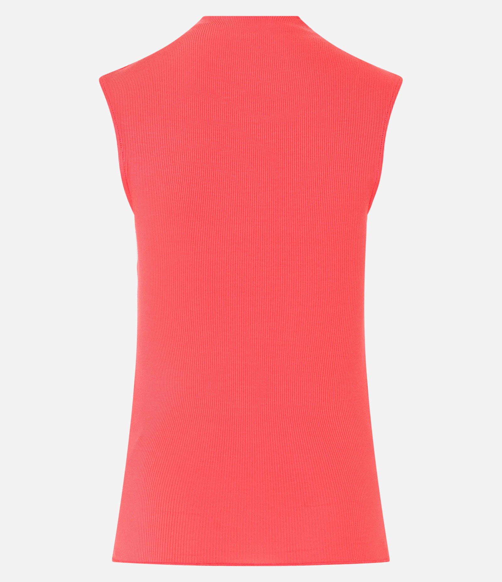 Blusa Sem Manga em Viscose com Gola Alta e Textura Canelada Laranja Coral 6