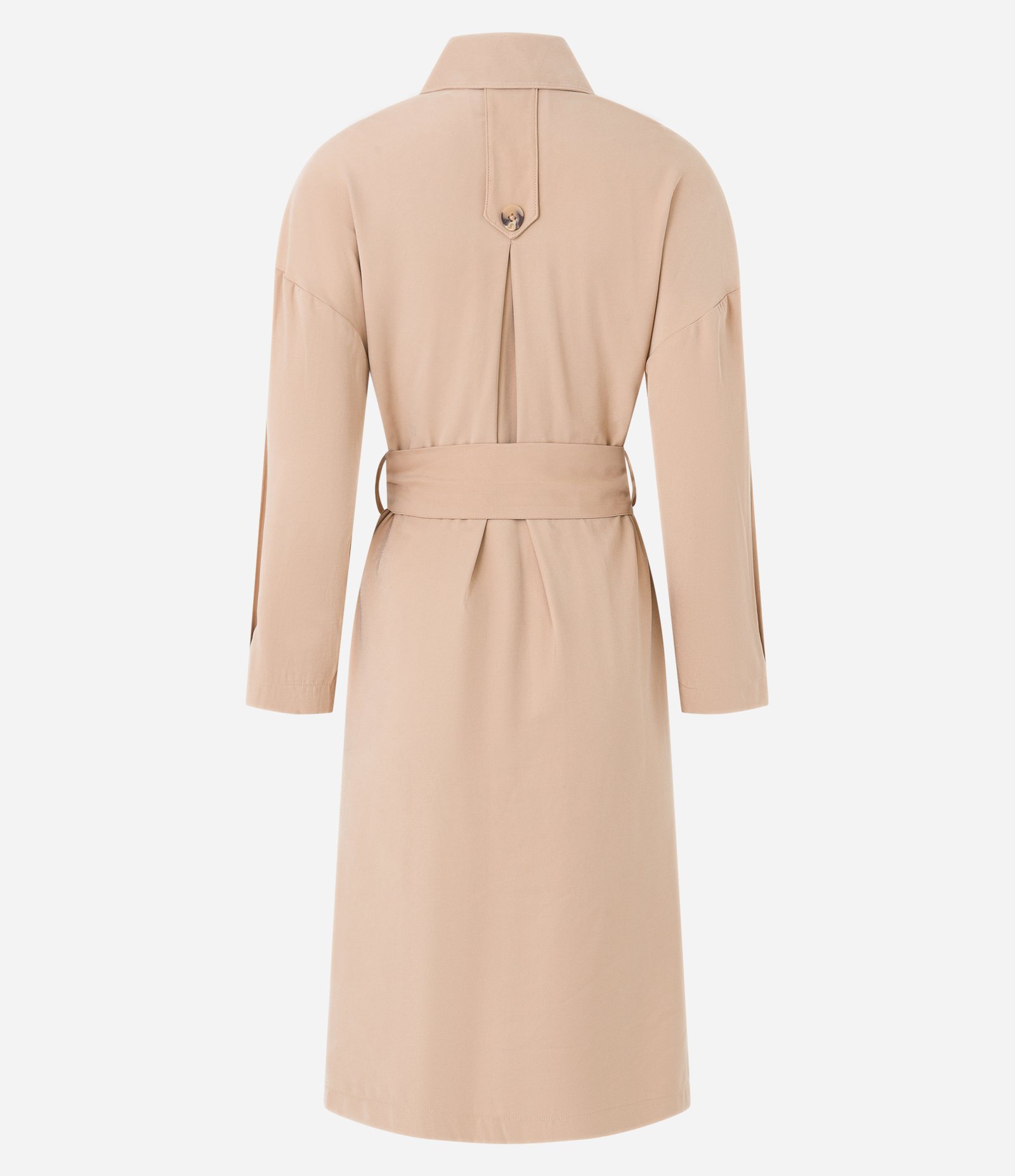 Casaco Trench Coat em Viscose com Bolsos Grandes Bege 8