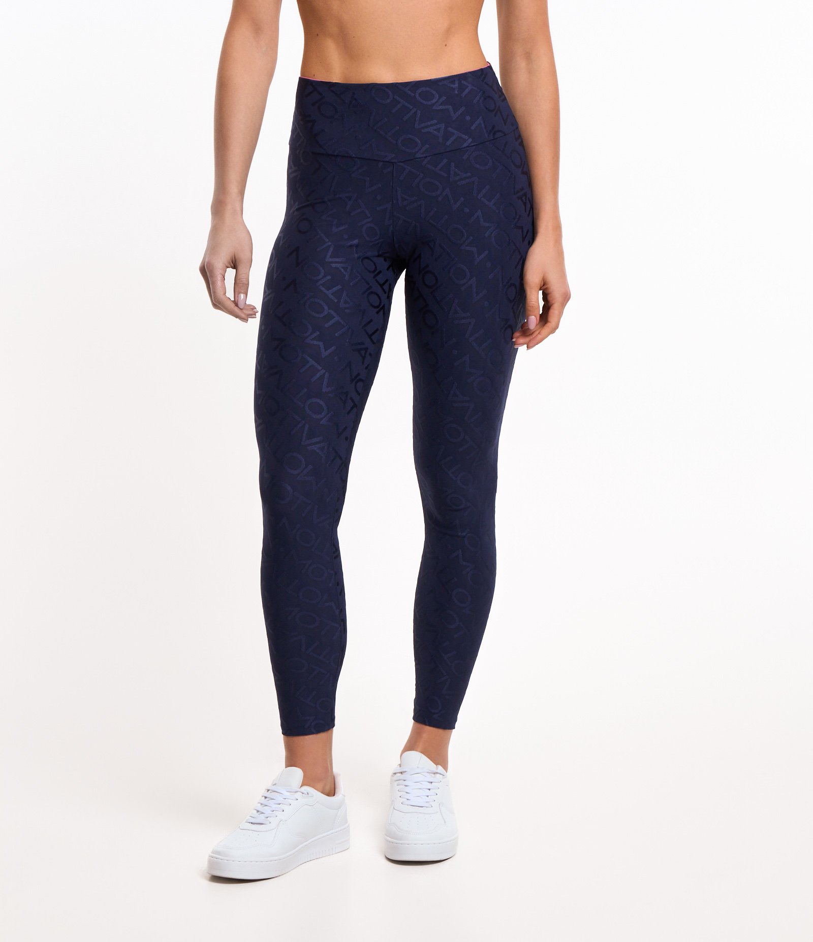 Calça Legging Esportiva em Poliamida com Lettering Movement Azul Escuro 2