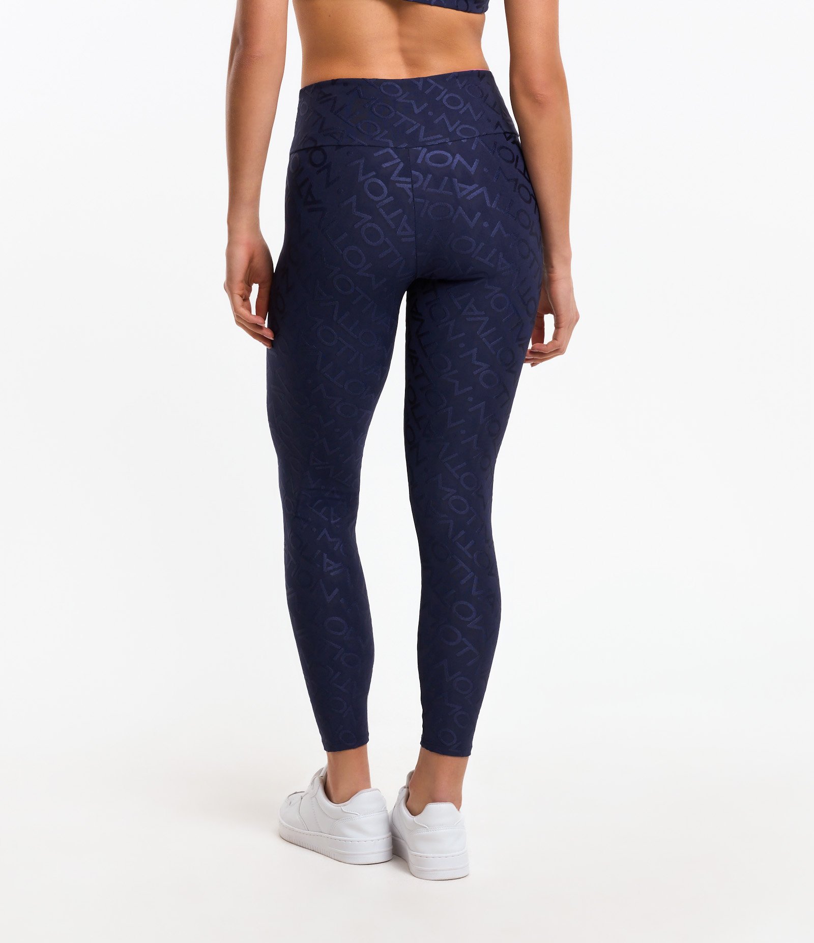 Calça Legging Esportiva em Poliamida com Lettering Movement Azul Escuro 3