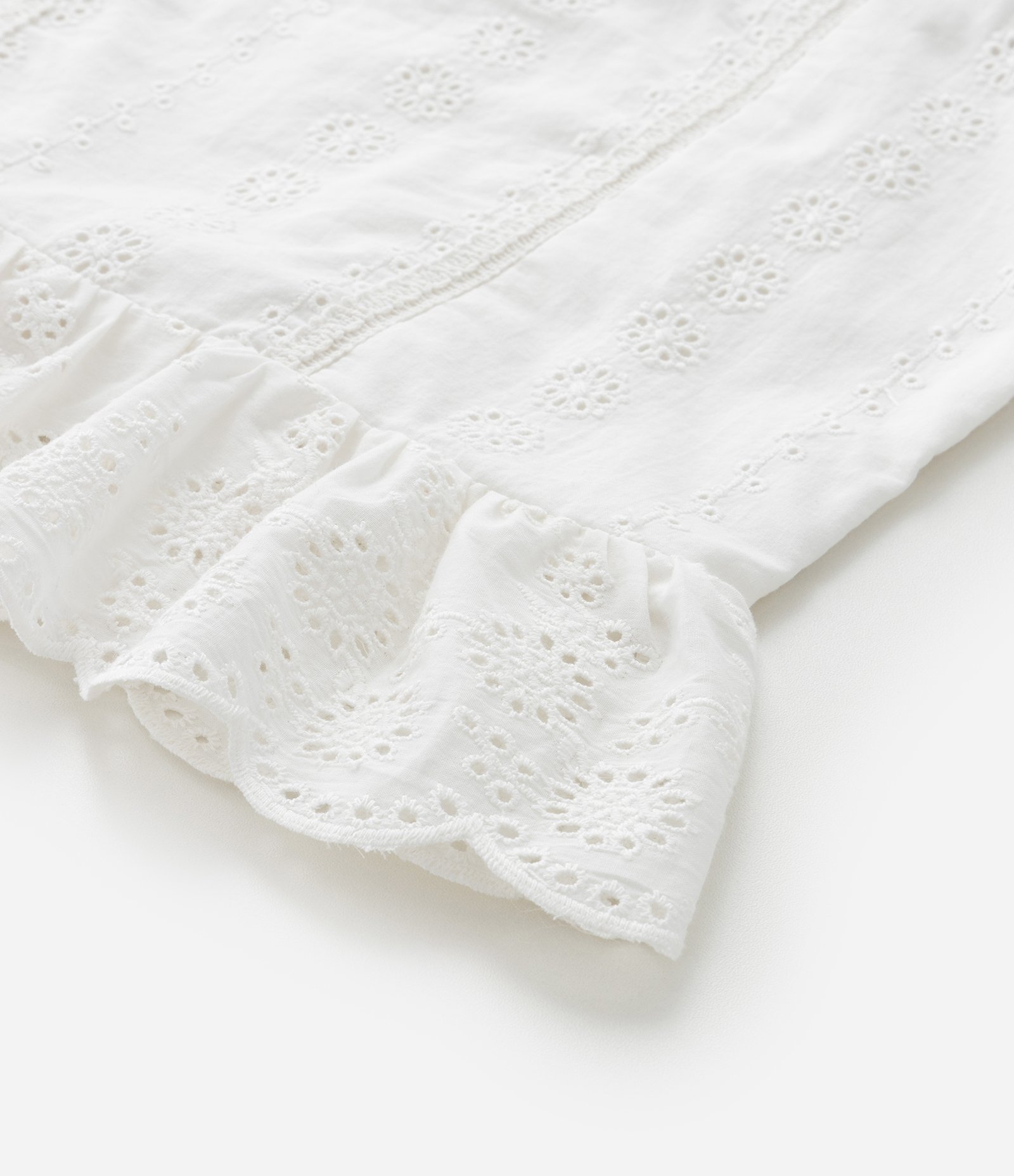Blusa Infantil em Tricoline com Alça de Broderie - Tam 5 a 14 Anos Branco 4