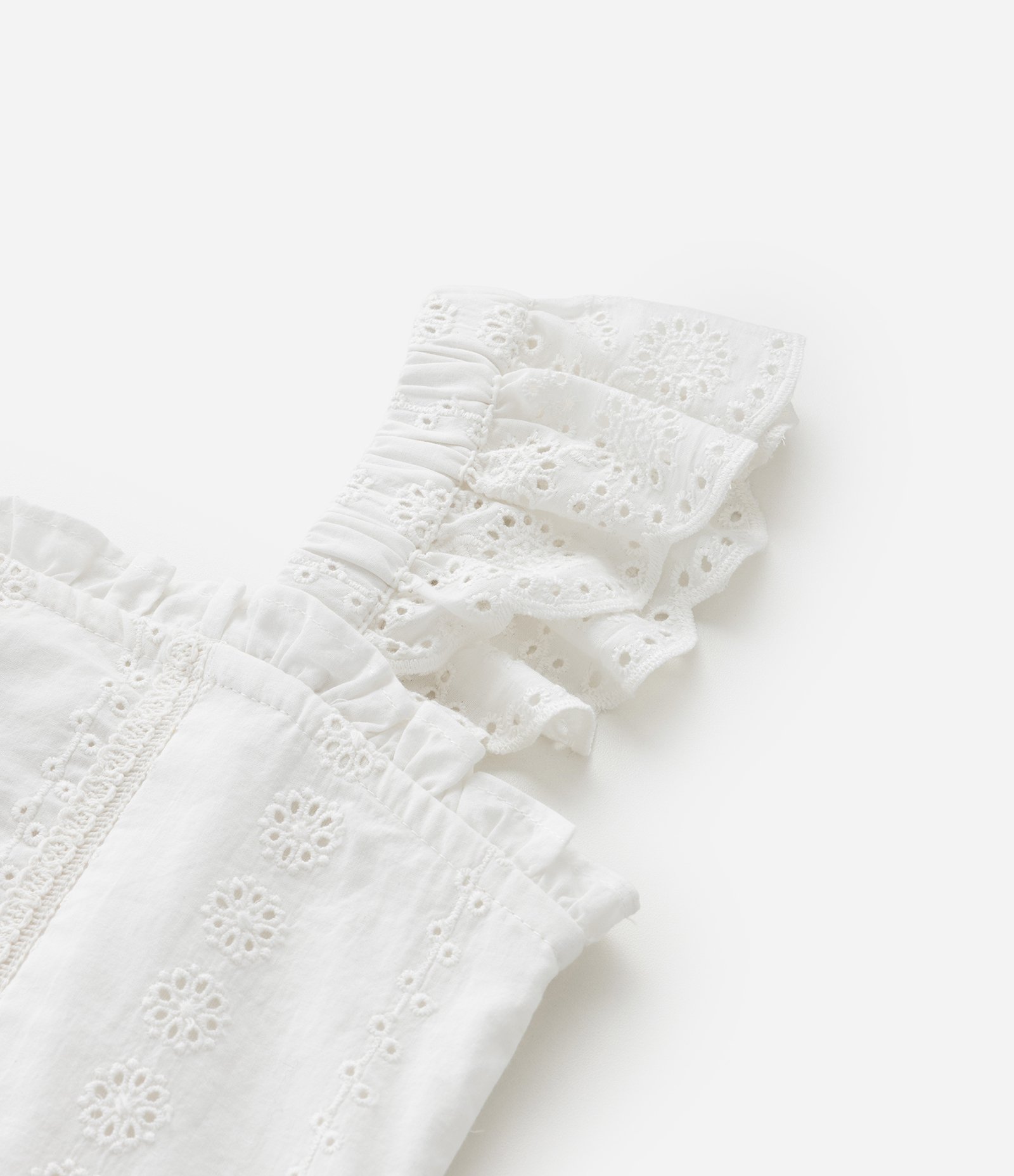 Blusa Infantil em Tricoline com Alça de Broderie - Tam 5 a 14 Anos Branco 5