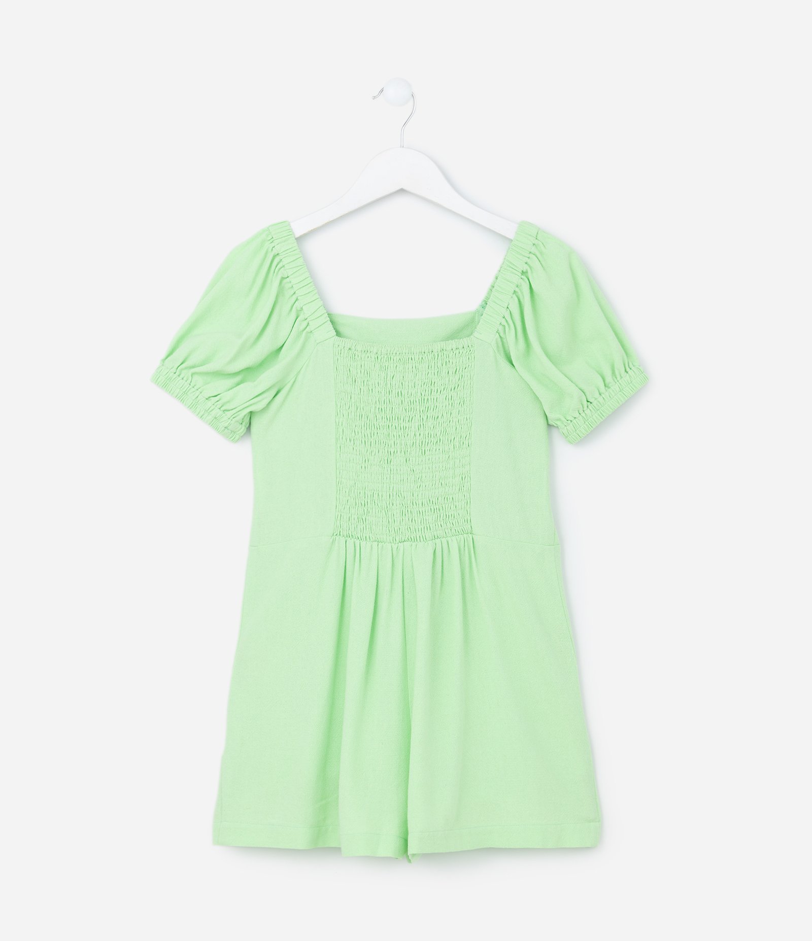 Macaquinho Infantil com Mangas Bufantes - Tam 5 a 14 Anos Verde 2