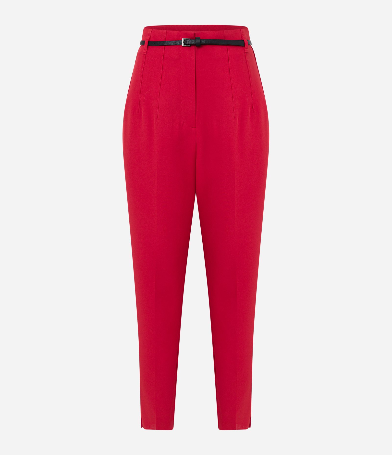 Calça Cenoura Alfaiatada com Cintinho em Material Sintético Vermelho 5