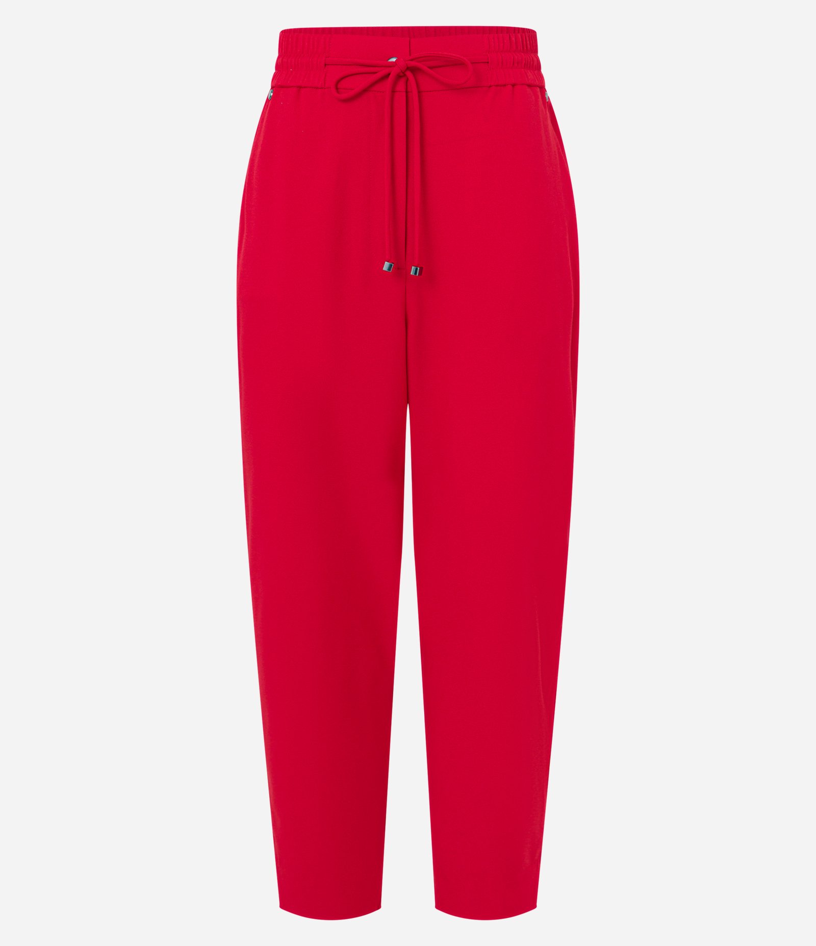 Calça Fluida em Crepe com Cós Elástico e Amarração Vermelho 5